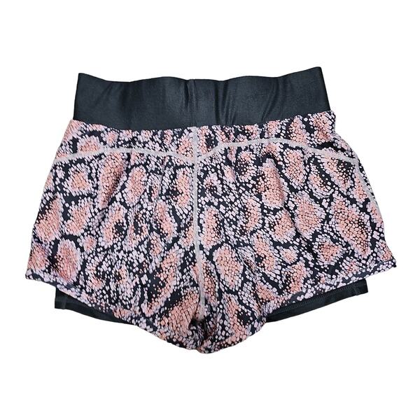 Fabletics Olesia Shine Shorts Stretch Pink Black Snakeskin Animal Print Running - Picture 2 of 10